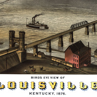 Louisville, KY in 1876 - Bird's Eye View Map, Aerial Map, Panorama, Vintage map, Antique map, Reproduction, Giclée, Framable map, Fine Art - Thumbnail 1