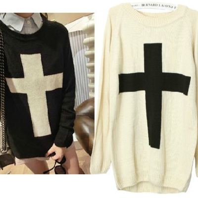 Cross pattern sweater