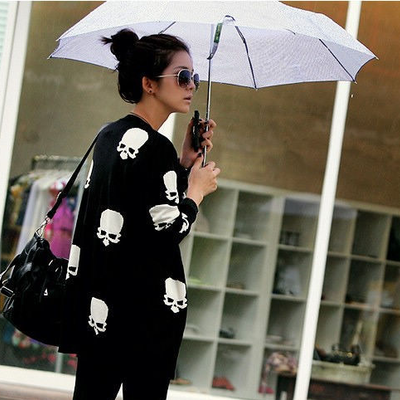 Black skull loose cardigan