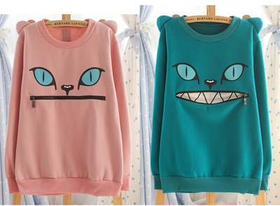 3D Ear Cat Zip Mouth Short/Long Sweater (More Colors)