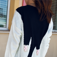 Cute Cat Knit Round Neck Sweater  - Thumbnail 3