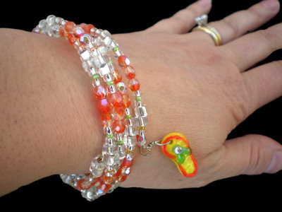 Fun Wrap Bracelet in Orange and Silver