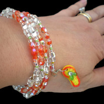 Fun Wrap Bracelet in Orange and Silver