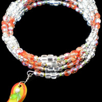 Fun Wrap Bracelet in Orange and Silver - Thumbnail 1