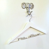 Personalized White Wedding Dress Hanger - Thumbnail 4