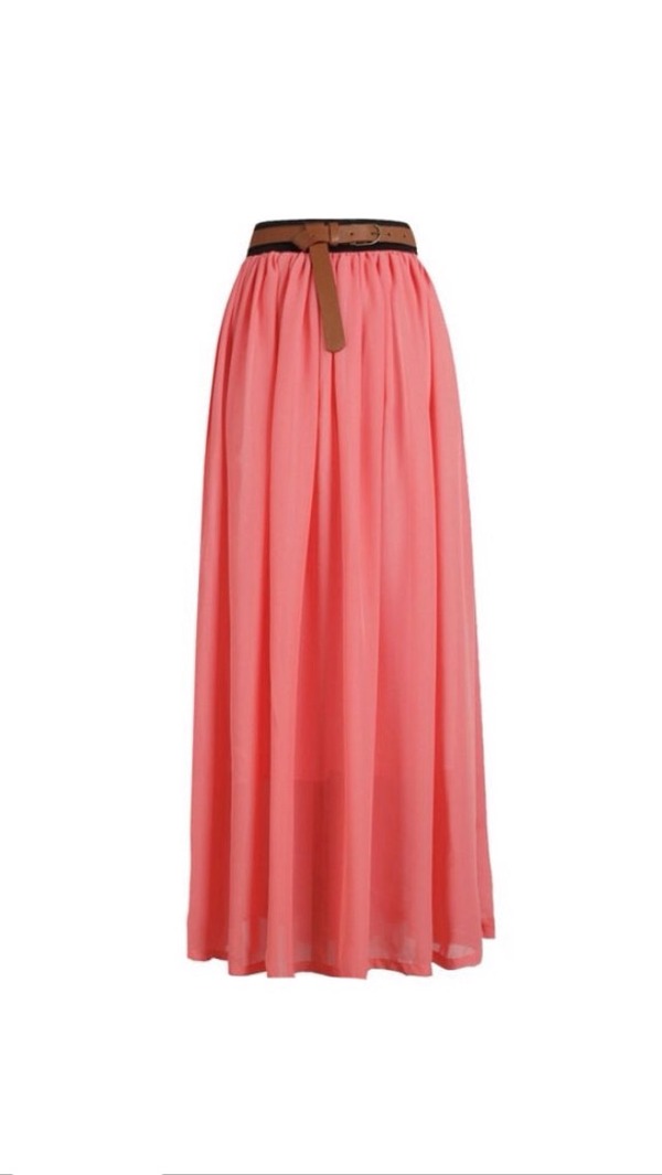 Chiffon Maxi Skirt-Pink
