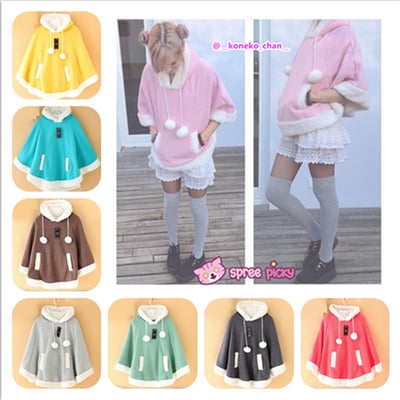 [8 colors] winter candy fleece cloak coat hoodie cape sp141334