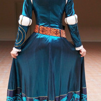 p160 Merida gown brave costume full set dress and belt - Thumbnail 4