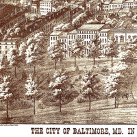 Baltimore, MD in 1880 - View From Washington Monument Looking South, Bird's Eye, Aerial, Panorama, Vintage, Antique, Giclée, Fine Art - Thumbnail 3