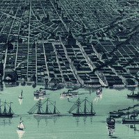 Central Detroit in 1889 - Bird's Eye View Map, Aerial, Panorama, Vintage, Antique, Reproduction, Giclée, Framable, Fine Art - Thumbnail 1