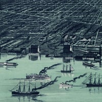 Central Detroit in 1889 - Bird's Eye View Map, Aerial, Panorama, Vintage, Antique, Reproduction, Giclée, Framable, Fine Art - Thumbnail 2