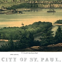 St. Paul, MN in 1853 - Bird's Eye View Map, Aerial, Panorama, Vintage, Antique, Reproduction, Giclée, Framable, Fine Art, Wall art - Thumbnail 1