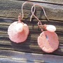 Copper electroformed sand dollar earrings with wire wrapped pearls-1