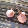 Copper electroformed sand dollar earrings with wire wrapped pearls-3