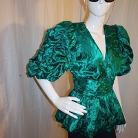 Vintage Saks Fifth Green Ruffle Top, Size S-M - Thumbnail 1