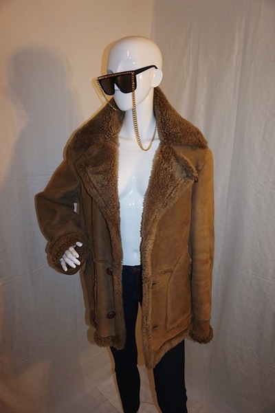 Vintage brown suede sherling coat, xl