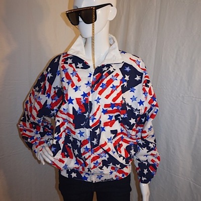 Vintage liz sport american flag bomber jacket, size m
