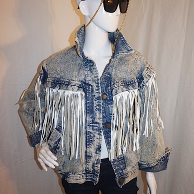 Vintage havoc light jean leather shingle jacket, size l
