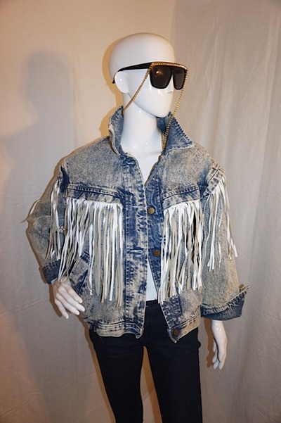 Vintage havoc light jean leather shingle jacket, size l