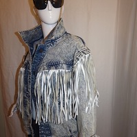 Vintage Havoc Light Jean Leather Shingle Jacket, Size L - Thumbnail 2