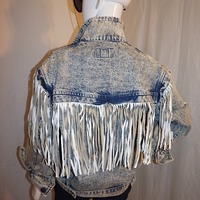 Vintage Havoc Light Jean Leather Shingle Jacket, Size L - Thumbnail 3
