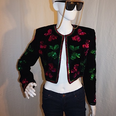 Vintage a.j. bari black/green/pink jacket, size s-m