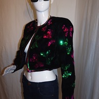 Vintage A.J. Bari Black/Green/Pink Jacket, Size S-M - Thumbnail 2