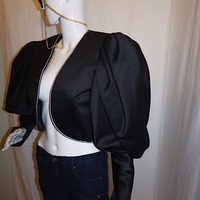 Vintage Black/White Trim Throw Over Jacket, Size L - Thumbnail 1