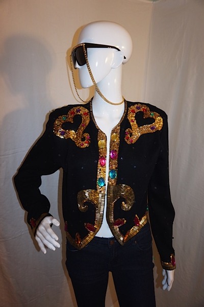 Vintage outlander black cardigan w/ sequins, size m-l