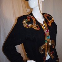 Vintage Outlander Black Cardigan w/ Sequins, Size M-L - Thumbnail 1