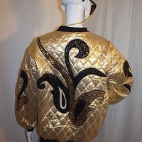 Vintage Southern Stitches Metallic Gold Jacket, Size 1X - Thumbnail 3