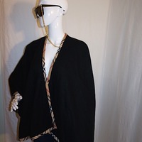 Vintage V Fraas Black Burberry Inspired Throw, 1 Size Fits All - Thumbnail 2