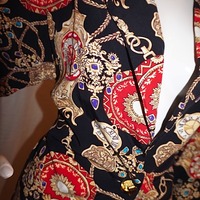 Vintage Southern Lady Black Versace Style Blazer, Size L - Thumbnail 2