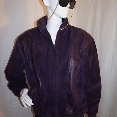 Vintage commint purple suede jacket, size xl