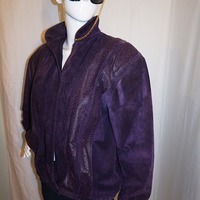 Vintage Commint Purple Suede Jacket, Size XL - Thumbnail 2