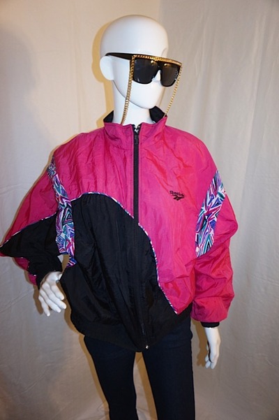 Vintage reebox pink/black bomber jacket, size 1x