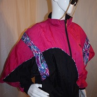 Vintage Reebox Pink/Black Bomber Jacket, Size 1X - Thumbnail 1