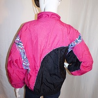 Vintage Reebox Pink/Black Bomber Jacket, Size 1X - Thumbnail 3