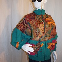 Vintage Southern Stitches Green Aztec Bomber, Size XL - Thumbnail 1