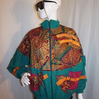 Vintage southern stitches green aztec bomber, size xl