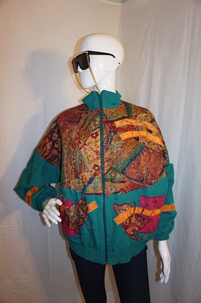 Vintage southern stitches green aztec bomber, size xl