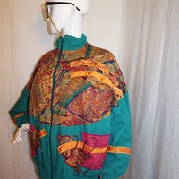 Vintage Southern Stitches Green Aztec Bomber, Size XL - Thumbnail 2