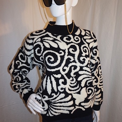 Vintage autograph black/white sweater, size l