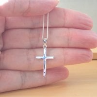 925 Silver Cross Pendant & 18" Sterling Silver Chain/Silver Crucifix Pendant/Silver Cross Necklace/Silver Crucifix Necklace/925 Silver Cross - Thumbnail 1