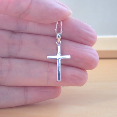 925 silver cross pendant & 18" sterling silver chain/silver crucifix pendant/silver cross necklace/silver crucifix necklace/925 silver cross