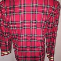 Size S (fits like M) Vintage Red Plaid Blazer - Thumbnail 2