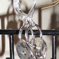 silver button earrings - Thumbnail 3