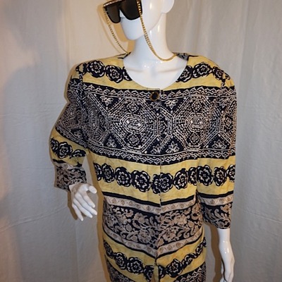 Vintage robert todd blue/yellow aztec top, size 2x