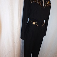 Vintage Mesmerize Black/Gold L/S Jumper, Size L - Thumbnail 1