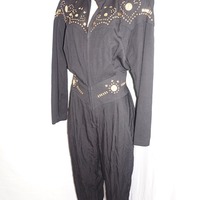 Vintage Mesmerize Black/Gold L/S Jumper, Size L - Thumbnail 2